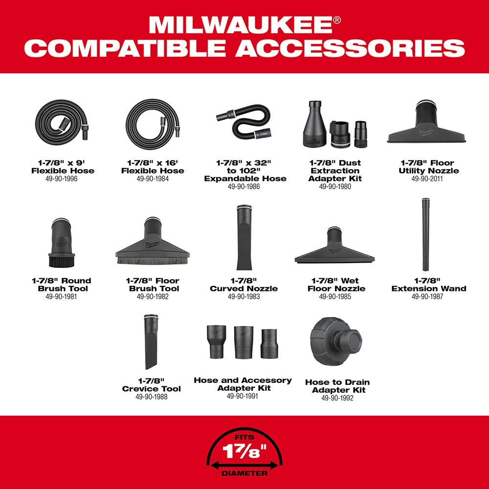 Milwaukee 0920-80 M18 FUEL 9 Gallon Dual-Battery Wet/Dry Vacuum, Bare Tool (Reconditioned) - 9