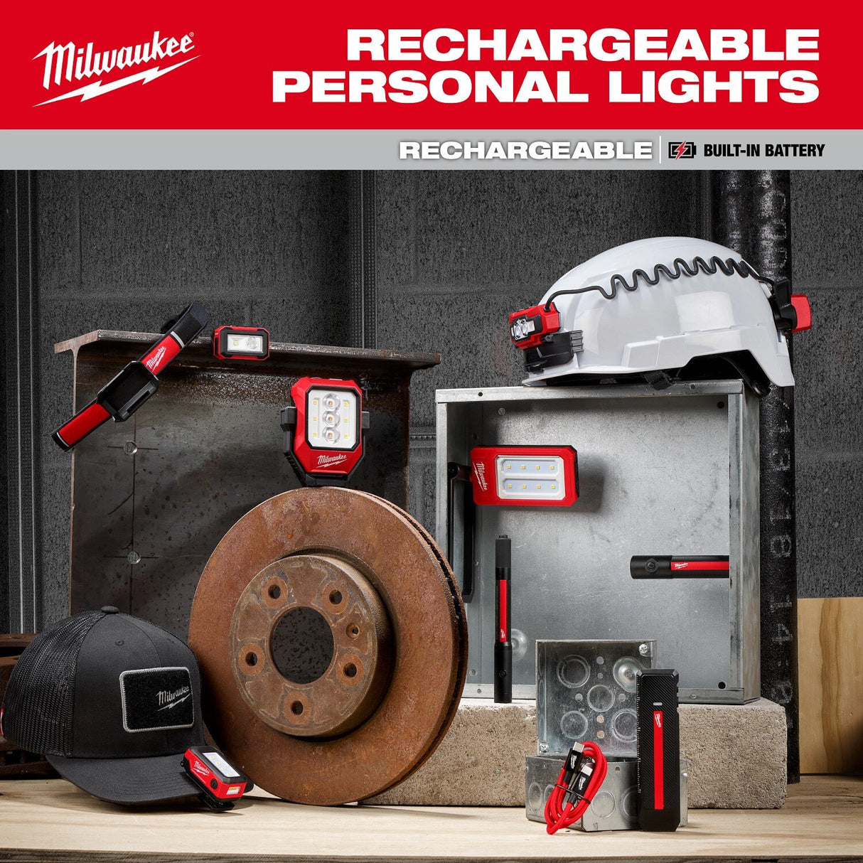 Milwaukee 2015R Rechargeable Pivoting Task Light with Spot Mode 600-Lumen USB-C Rechargeable - 13