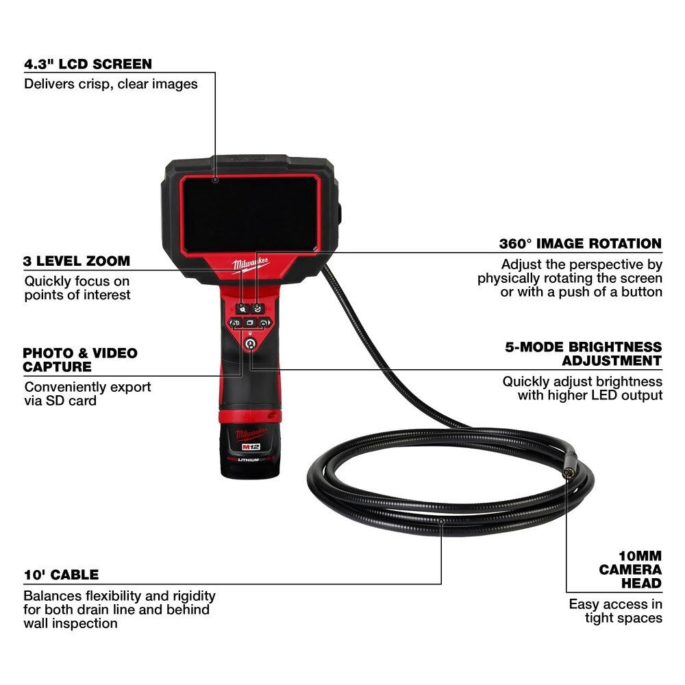 Milwaukee 2324-21 M12 M-Spector 360 10' Inspection Camera - 3