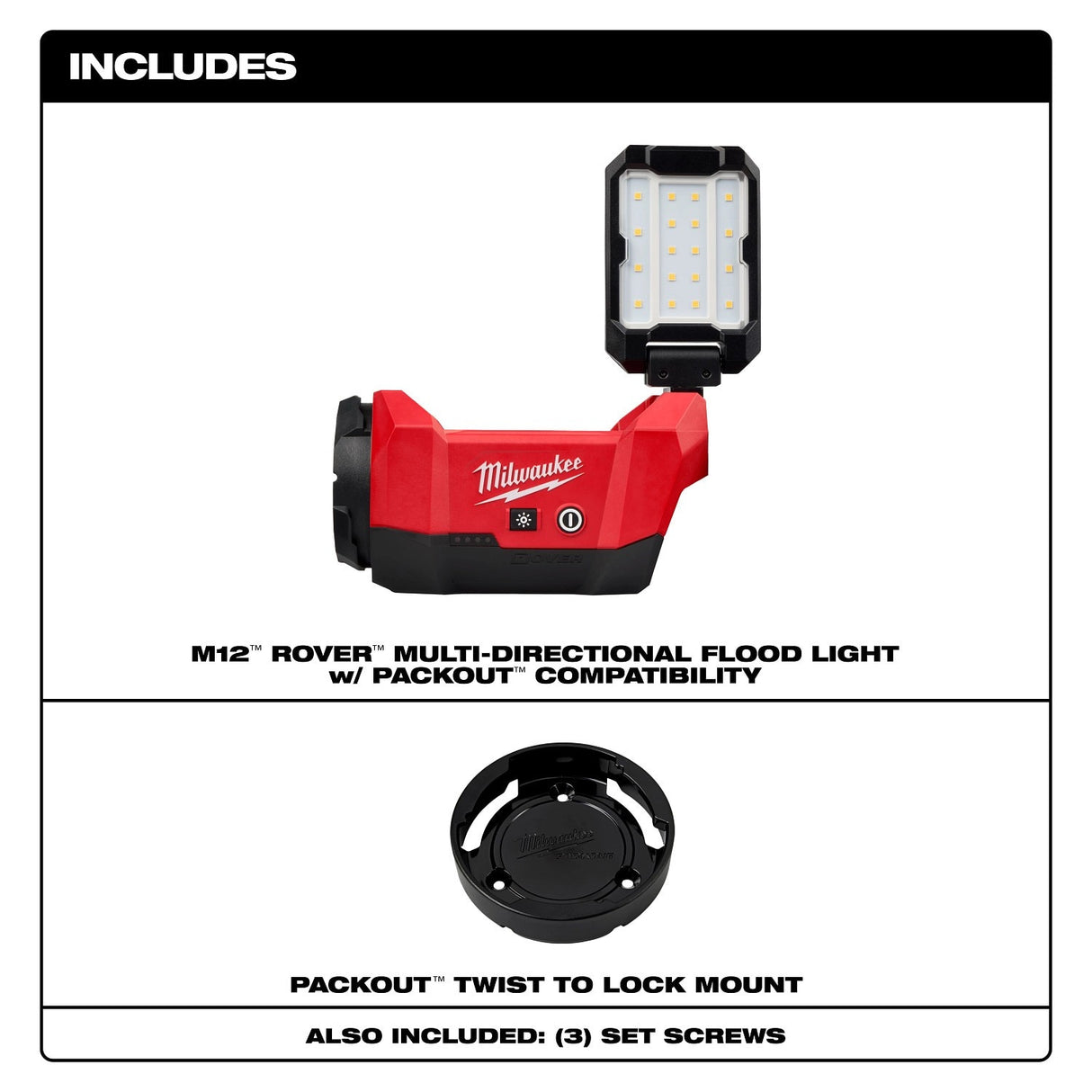Milwaukee 2350-20 M12 ROVER Multi-Directional Flood Light with PACKOUT Compatibility - 2