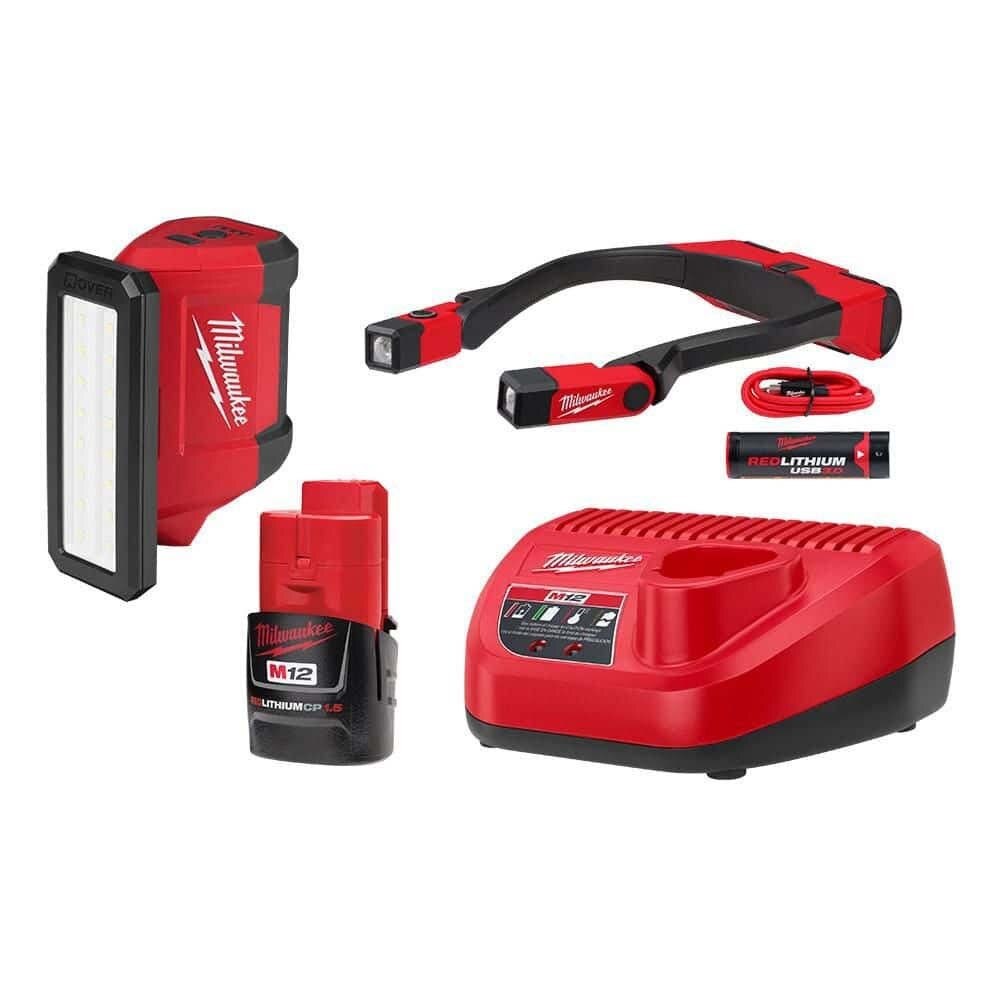 Milwaukee 2367-21NECK M12 Service and Repair Flood Light with Rechargeable Neck Light Kit (1.5Ah Battery and Charger)