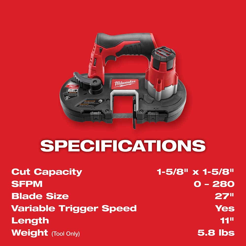 Milwaukee 2429-80 M12 Cordless Sub-Compact Band Saw Tool Only (Reconditioned) - 4