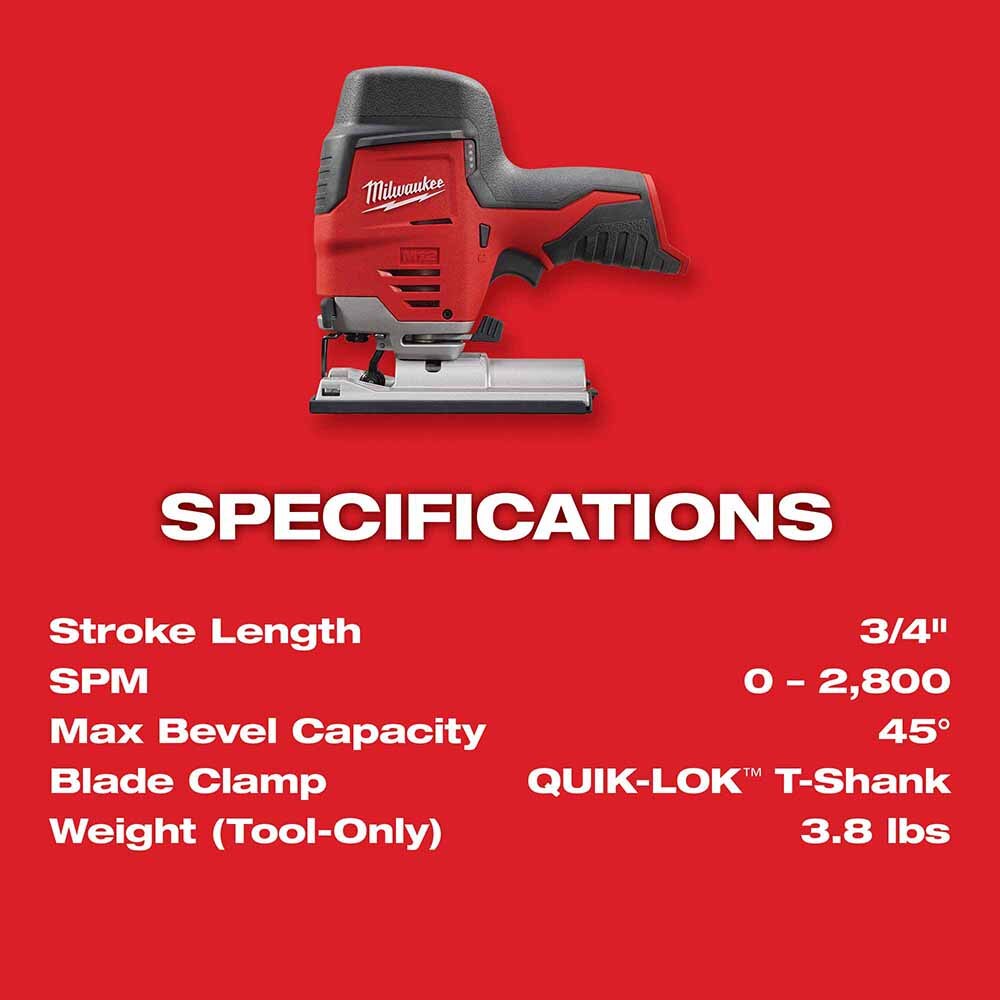 Milwaukee 2445-20 M12 Cordless High Performance Jig Saw - 3