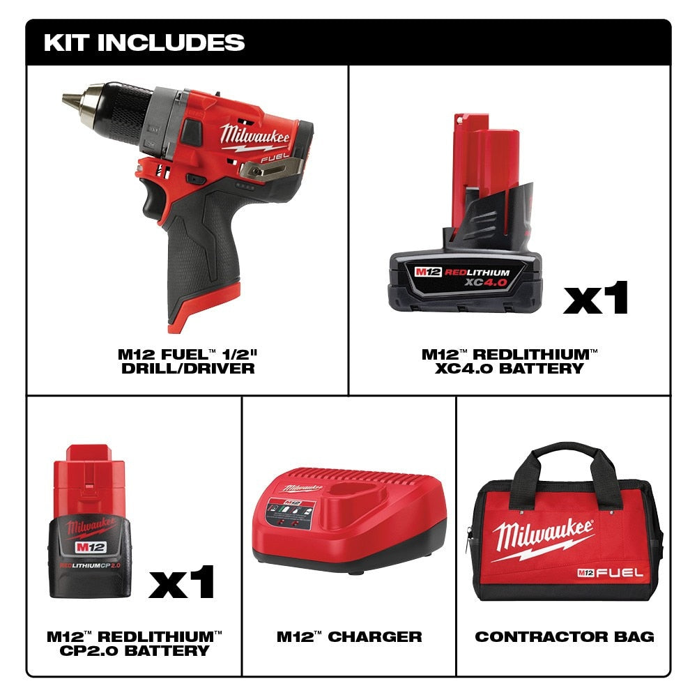 Milwaukee 2503-22 M12 FUEL 1/2" Drill Driver Kit - 2