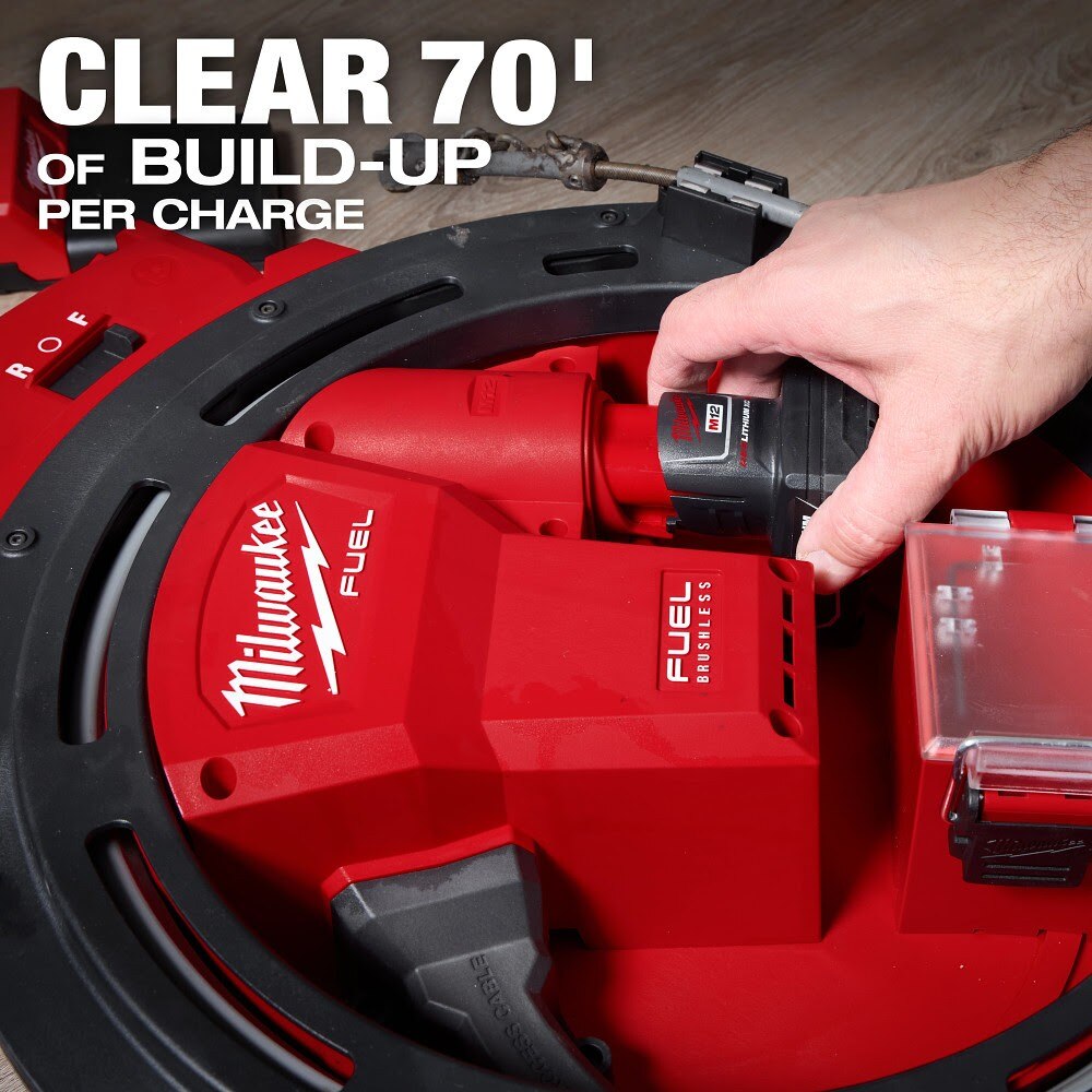 Milwaukee 2519-21 M12 FUEL High Speed Chain Snake for 1-1/4”-2” Pipes - 6