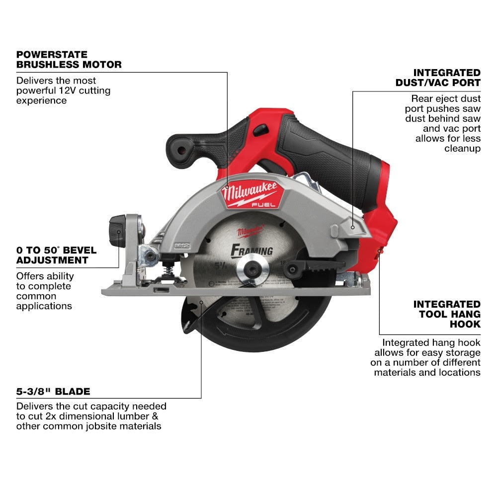 Milwaukee 2521-21HO M12 FUEL 5-3/8" Circular Saw Kit - 4