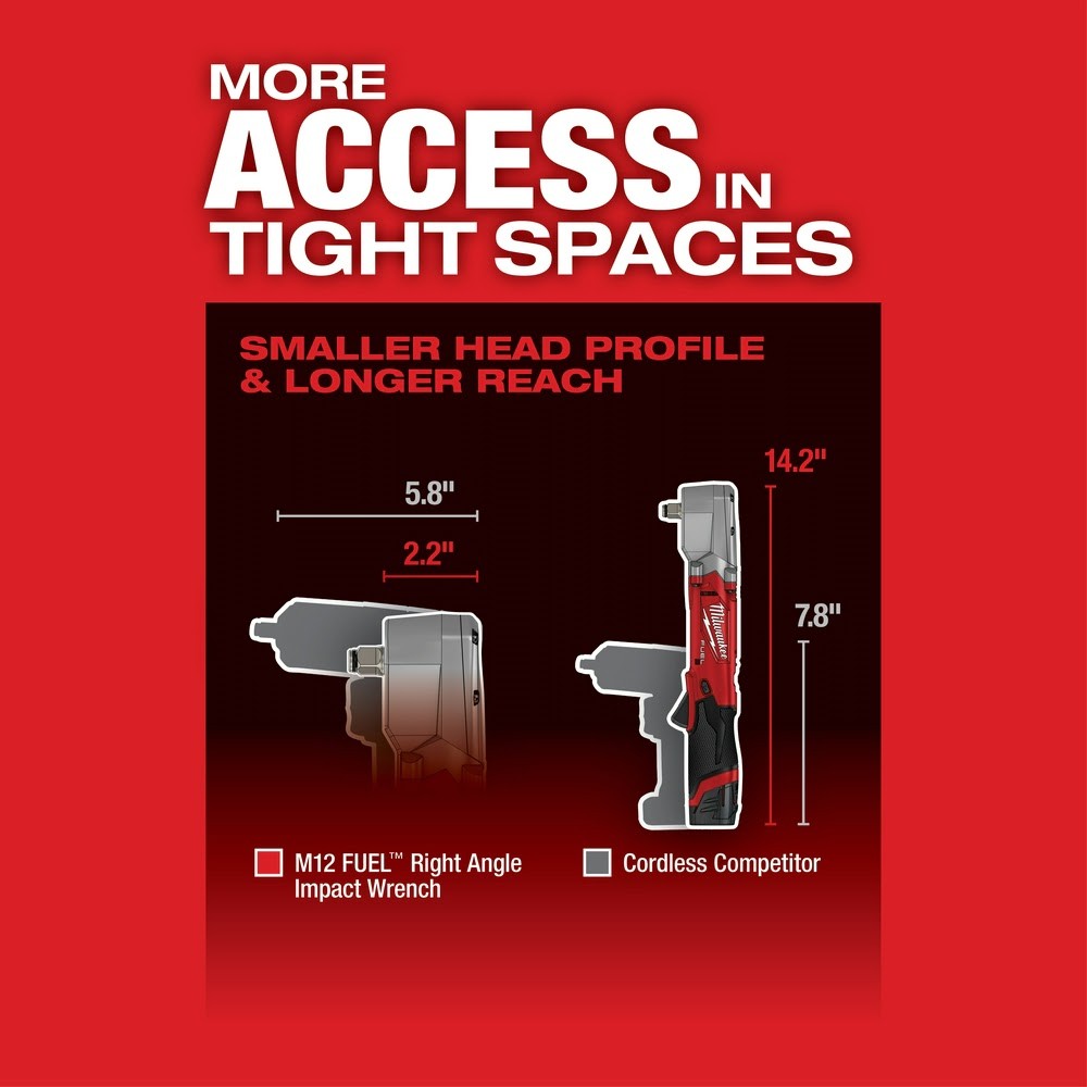Milwaukee 2565-20 M12 FUEL 1/2" Right Angle Impact Wrench (Bare Tool) - 6