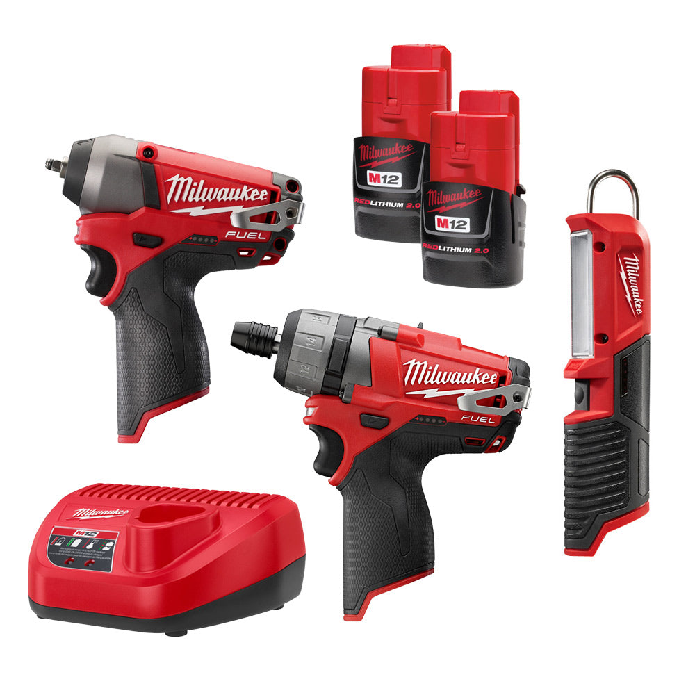 Milwaukee 2591-23 M12 FUEL Screwdriver, Impact, & Light Combo Kit
