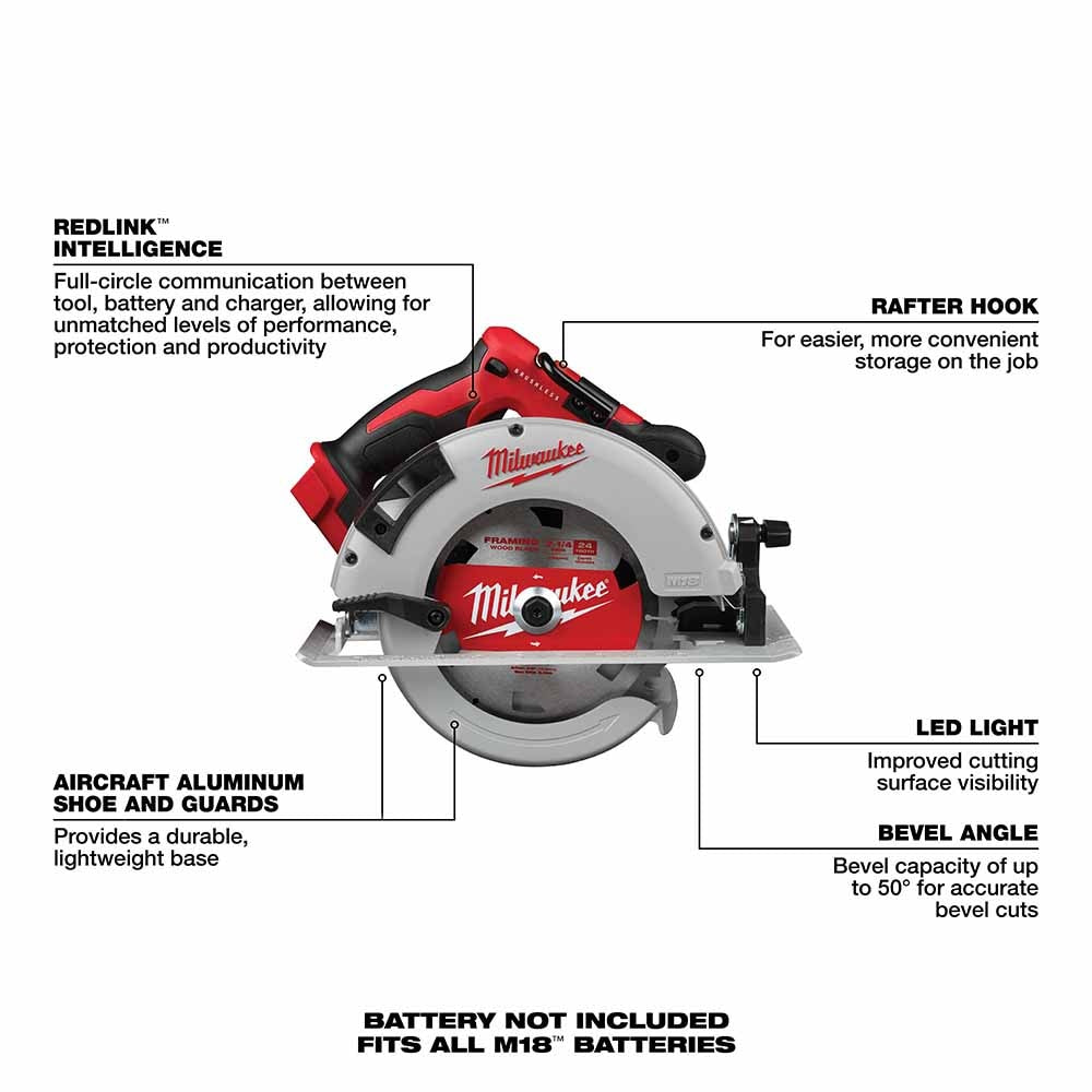 Milwaukee 2631-80 M18 Brushless 7-1/4" Circular Saw Bare Tool (Reconditioned) - 5