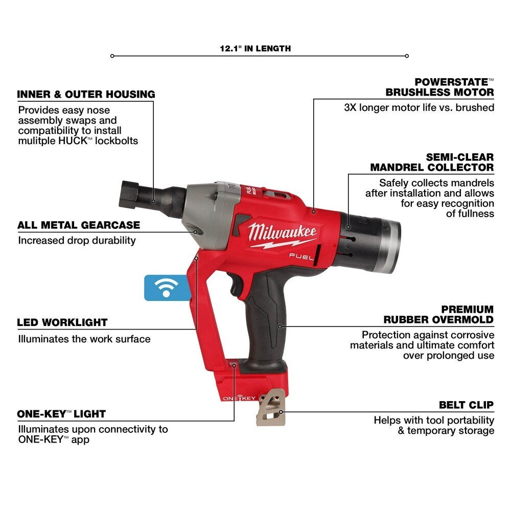 Milwaukee 2661-80 M18 FUEL 1/4" Lockbolt Tool w/ ONE-KEY (Reconditioned) - 3