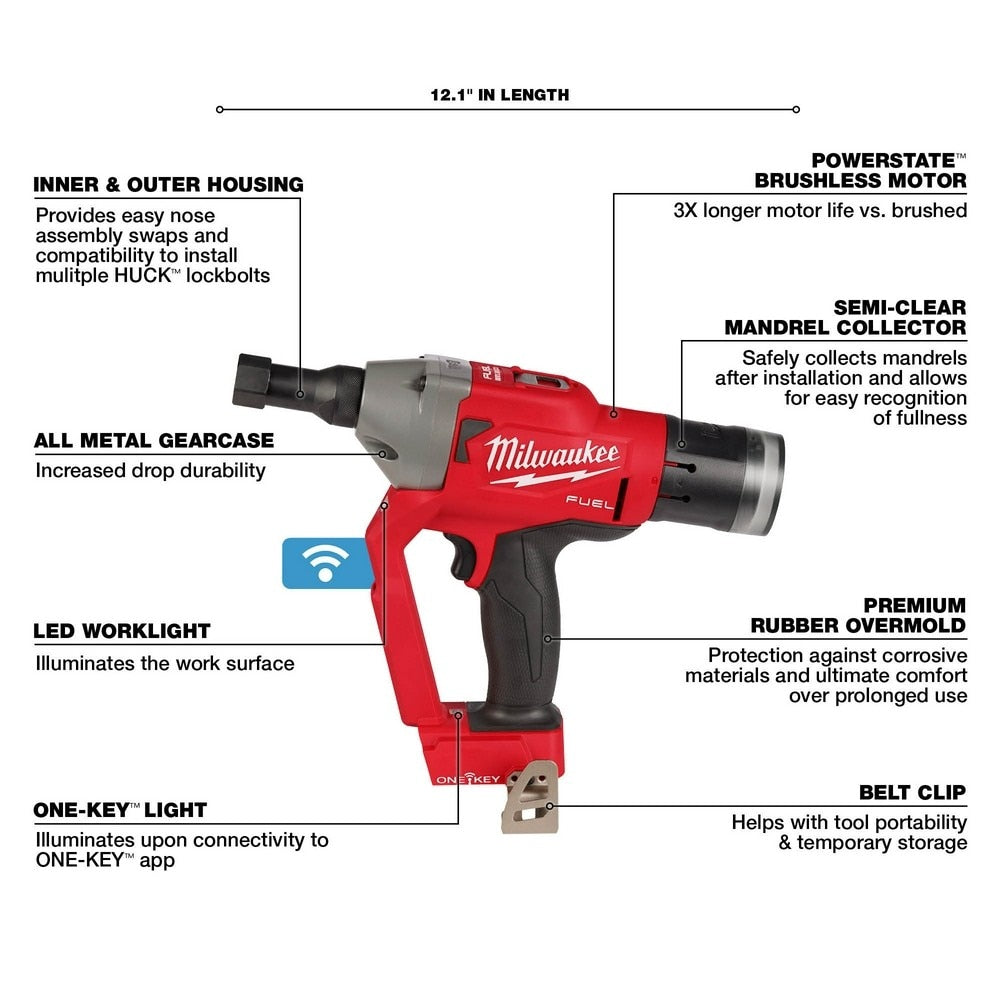 Milwaukee 2661-80 M18 FUEL 1/4" Lockbolt Tool w/ ONE-KEY (Reconditioned) - 3