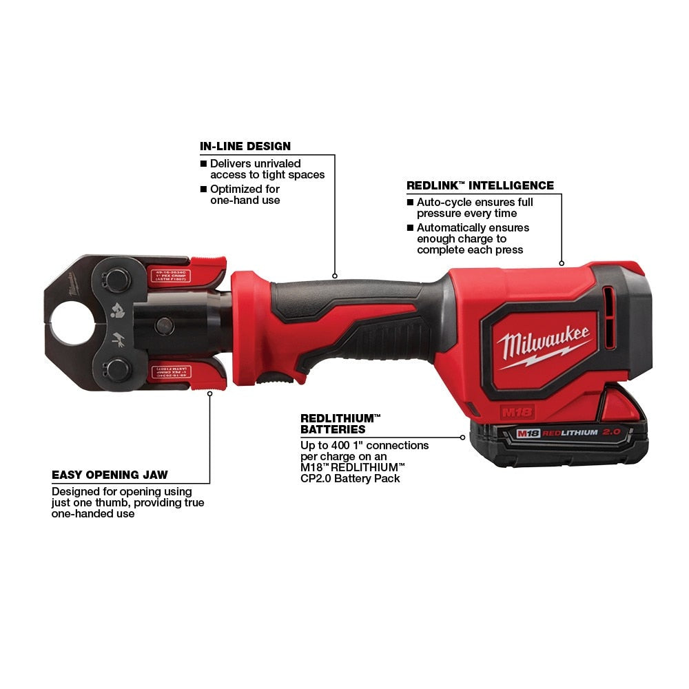 Milwaukee 2674-82C M18 Short Throw Press Tool Kit with PEX Crimp Jaws (Reconditioned) - 6