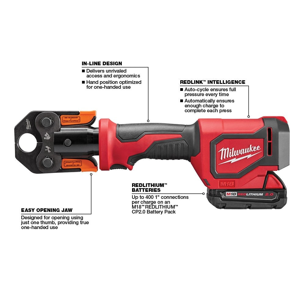 Milwaukee 2674-82P M18 Short Throw Press Tool Kit with Viega PureFlow Jaws (Reconditioned) - 6