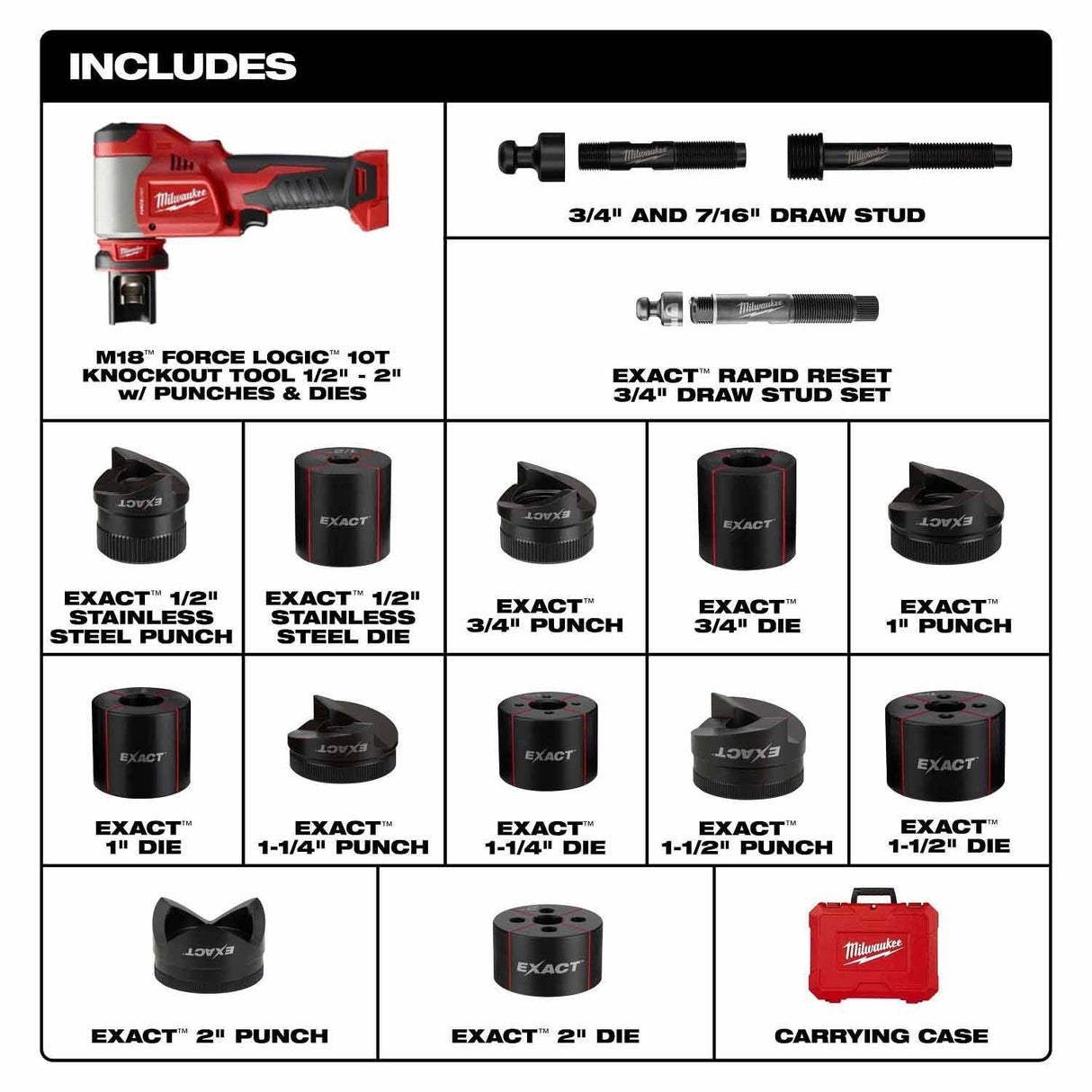 Milwaukee 2676-02 M18 FORCE LOGIC 10 Ton Knockout Tool 1/2" to 2" - 3