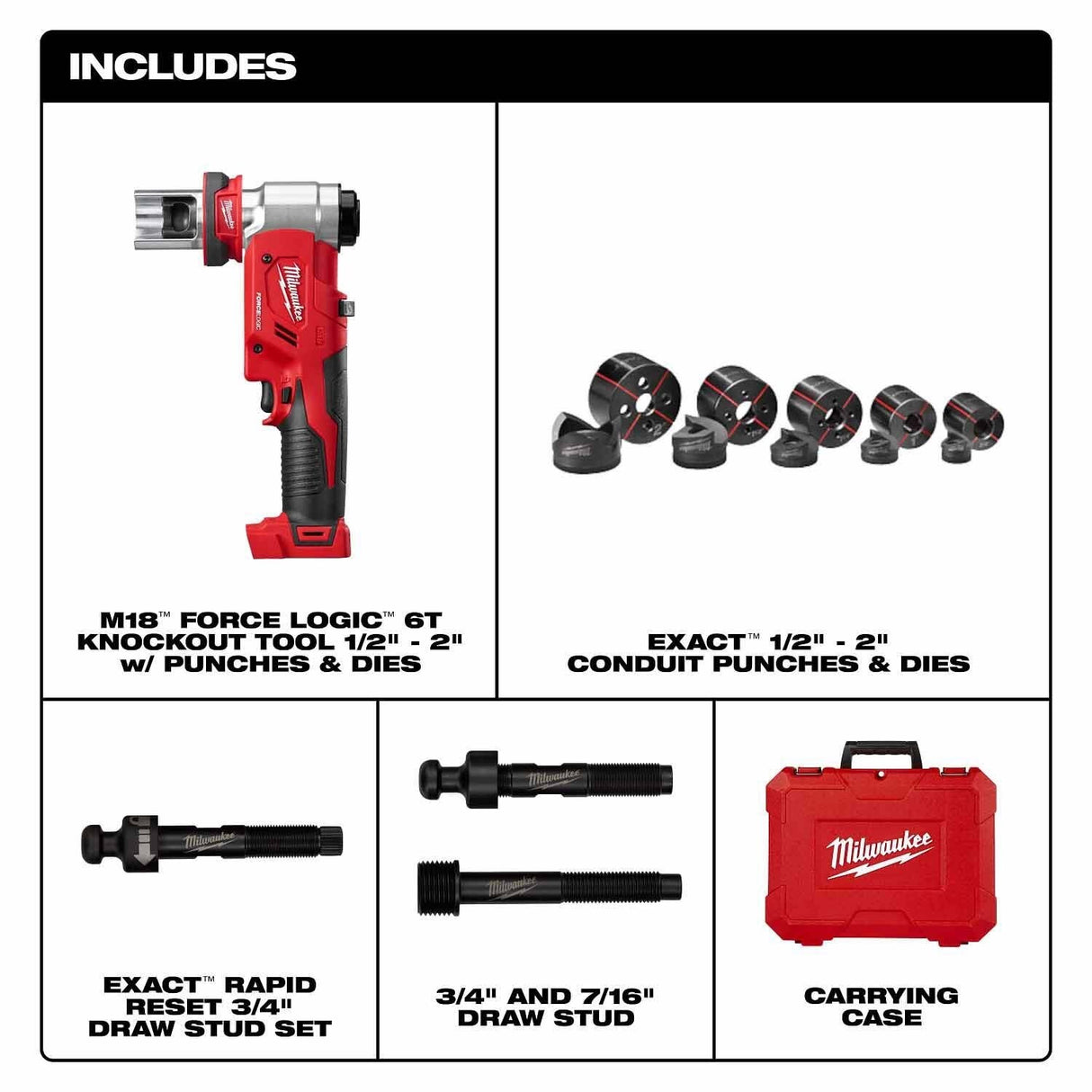Milwaukee 2677-02 M18 FORCE LOGIC 6T Knockout Tool 1/2" - 2" - 3