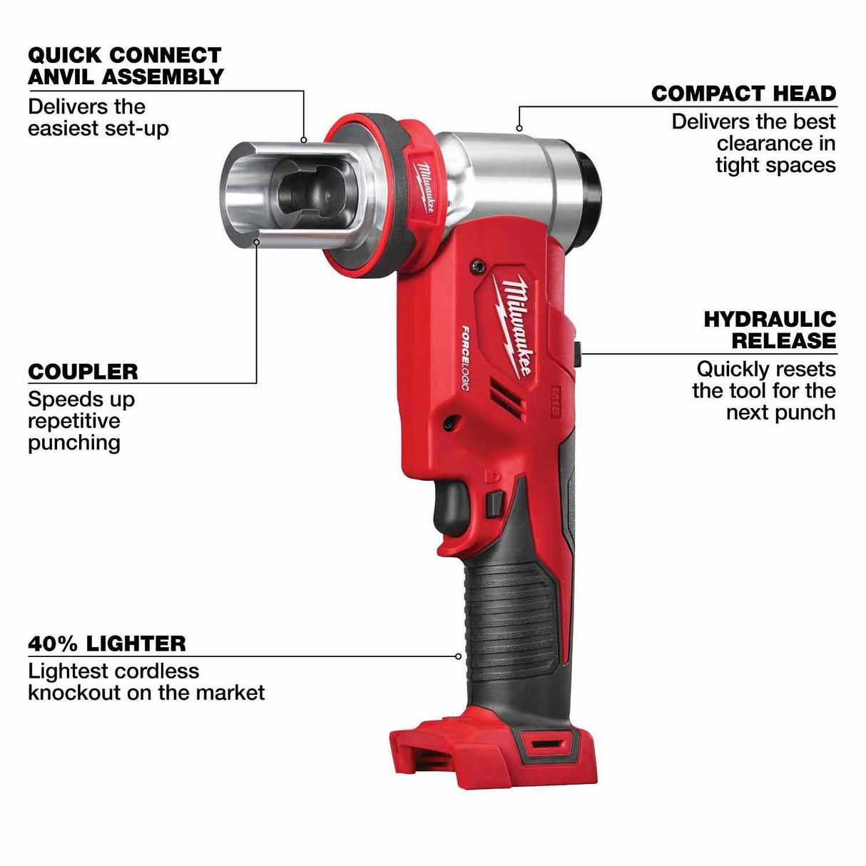 Milwaukee 2677-04 M18 FORCE LOGIC 6T Knockout Tool 1/2" - 4" - 4