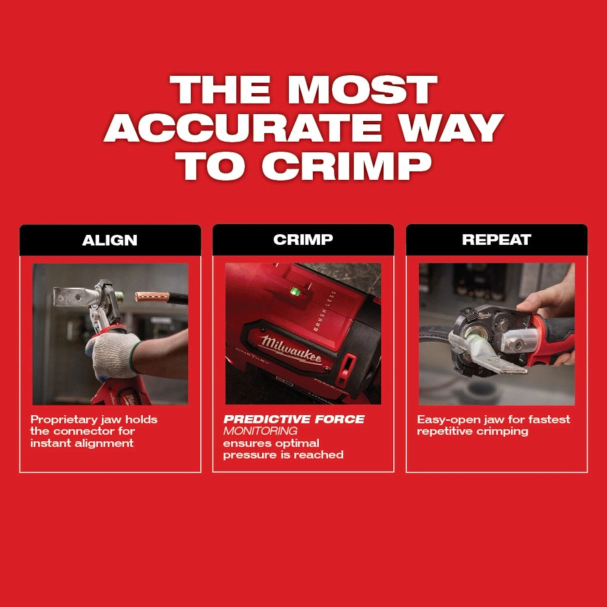 Milwaukee 2679-350AL M18 FORCE LOGIC 600 MCM Crimper Tool with #8-350 MCM Aluminum Dies (Kit) - 3