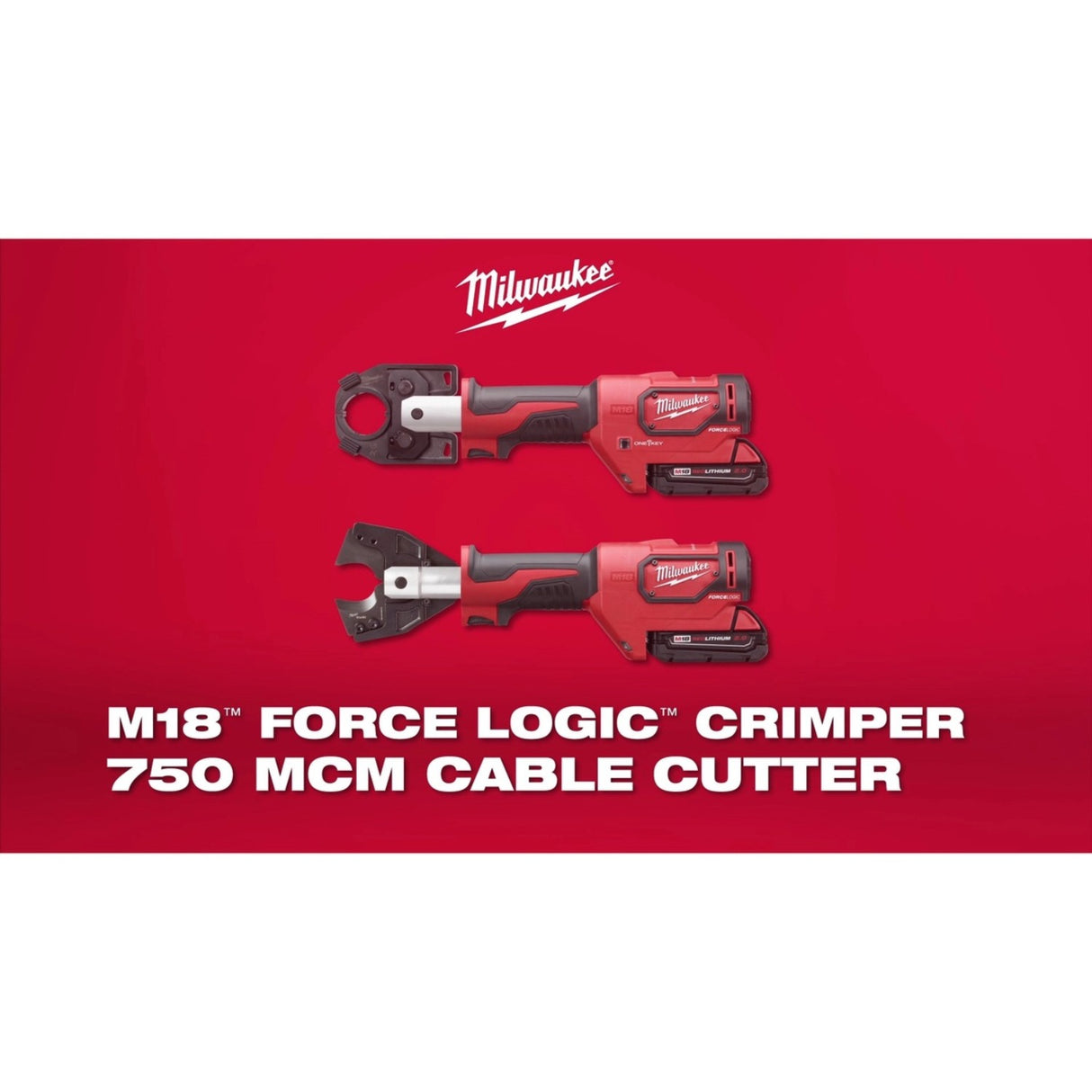 Milwaukee 2679-350AL M18 FORCE LOGIC 600 MCM Crimper Tool with #8-350 MCM Aluminum Dies (Kit) - 7