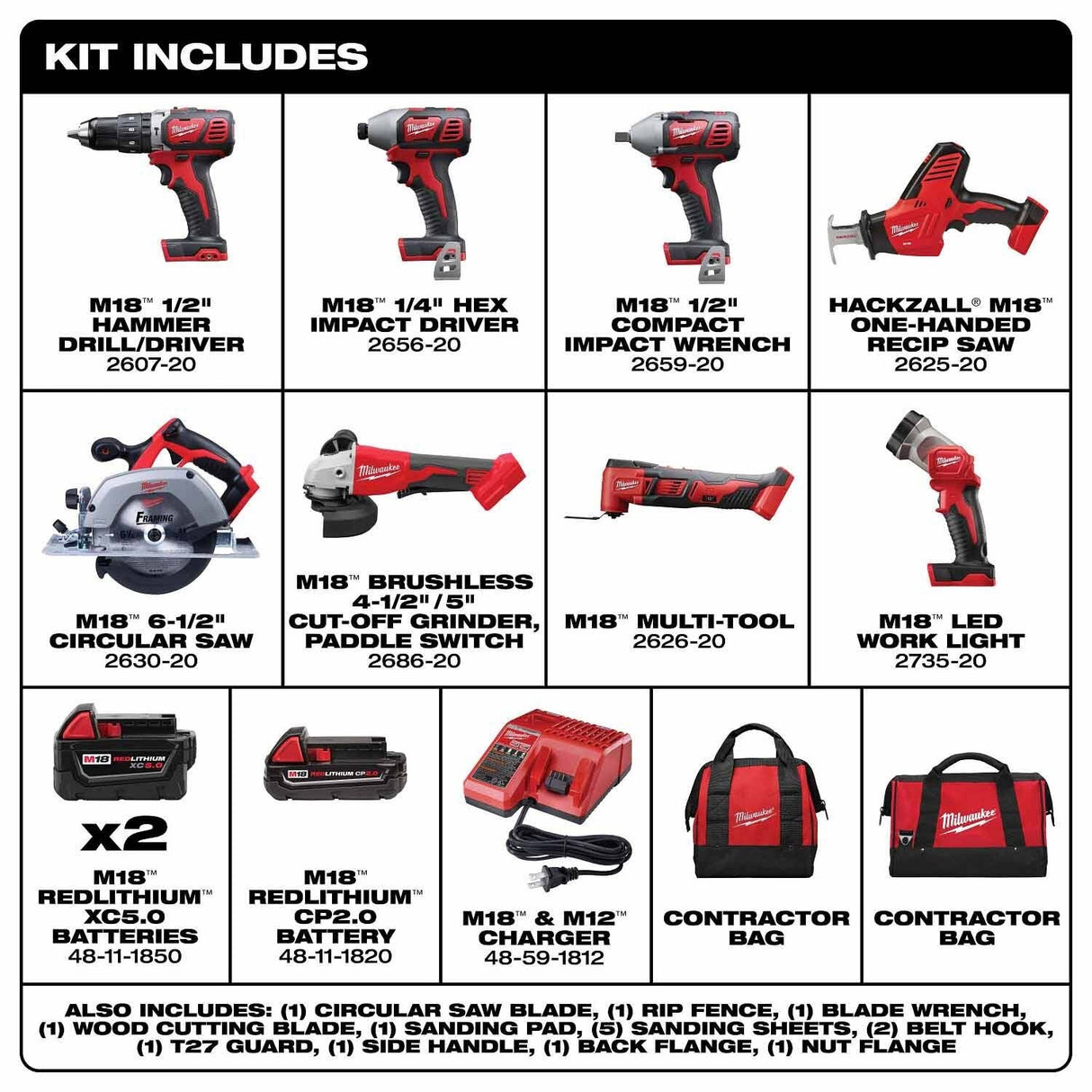 Milwaukee 2696-28 M18 8-Tool Combo Kit - 2
