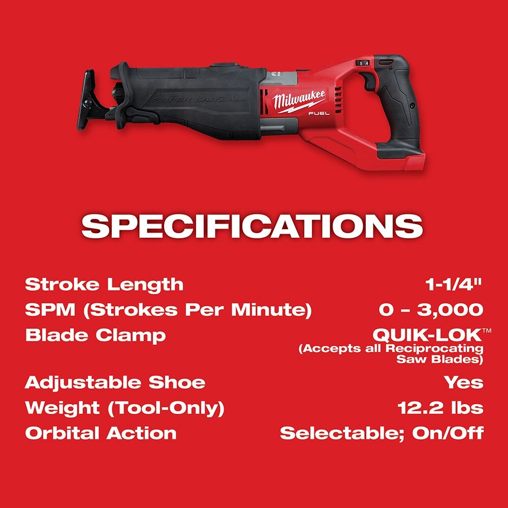 Milwaukee 2722-21HD M18 FUEL Super Sawzall Kit - 8