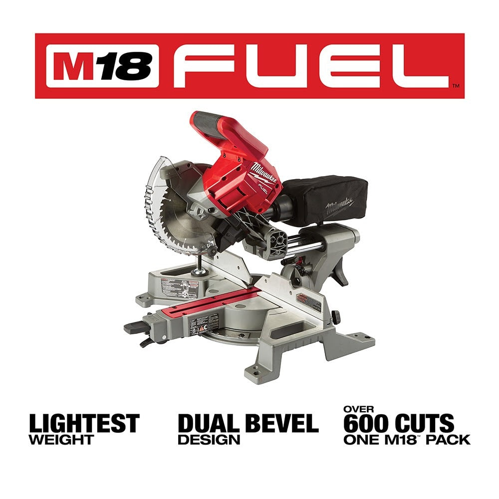 Milwaukee 2733-20 M18 FUEL 7-1/4" Dual Bevel Sliding Compound Miter Saw Bare Tool - 2
