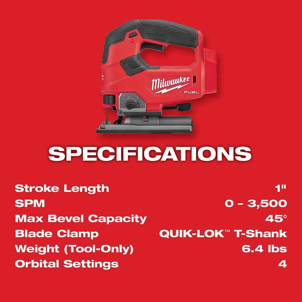 Milwaukee 2737-80 M18 FUEL D-Handle Jig Saw Bare Tool (Reconditioned) - 6