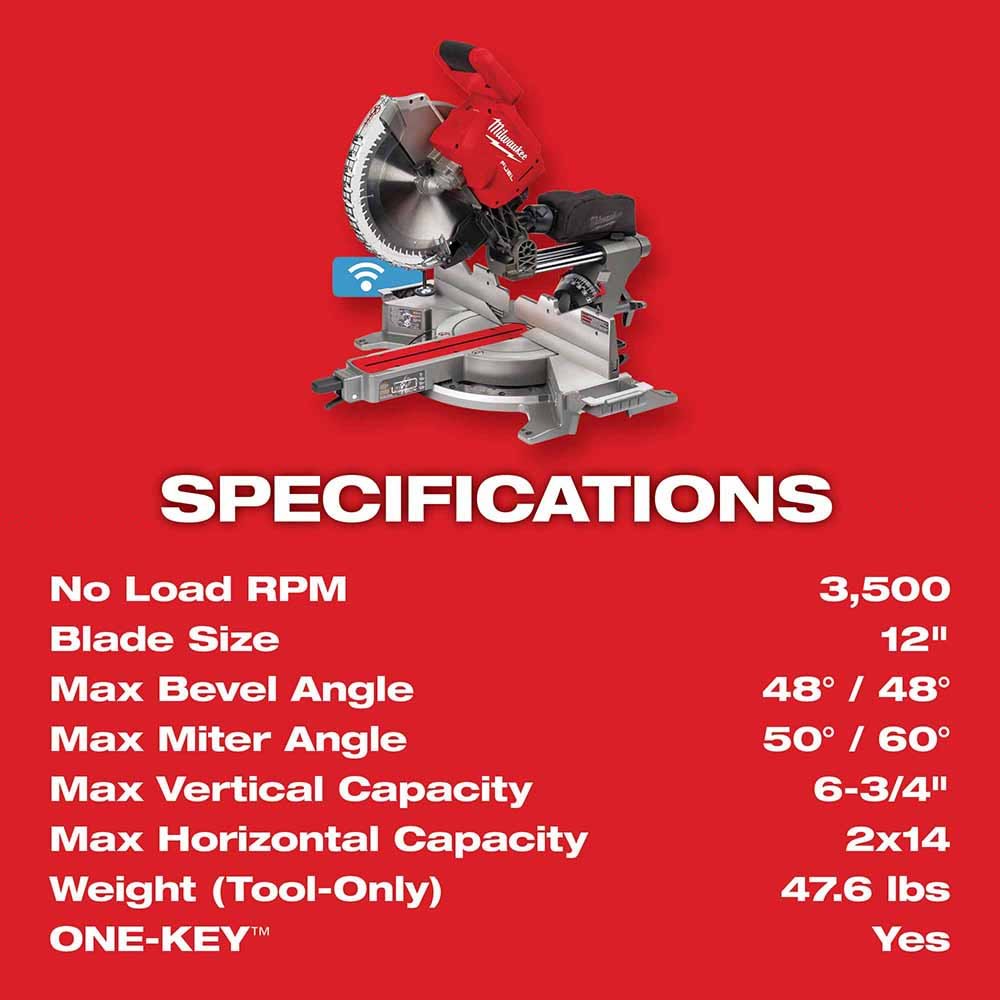 Milwaukee 2739-80 M18 FUEL 12" Dual Bevel Sliding Compound Miter Saw - Bare Tool (Reconditioned) - 7