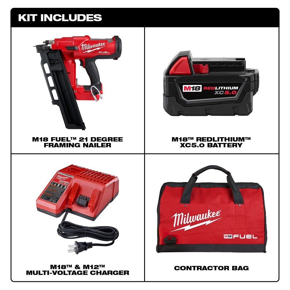 Milwaukee 2744-21 M18 FUEL™ 21 Degree Framing Nailer Kit - 18