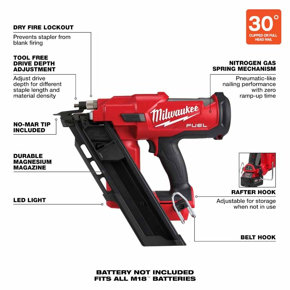 Milwaukee 2745-20 M18 FUEL™ 30 Degree Framing Nailer - 5