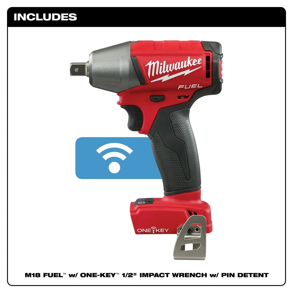 Milwaukee 2759-80 M18 FUEL 1/2" Compact Impact Wrench with Pin Detent with ONE-KEY Bare Tool (Reconditioned) - 2