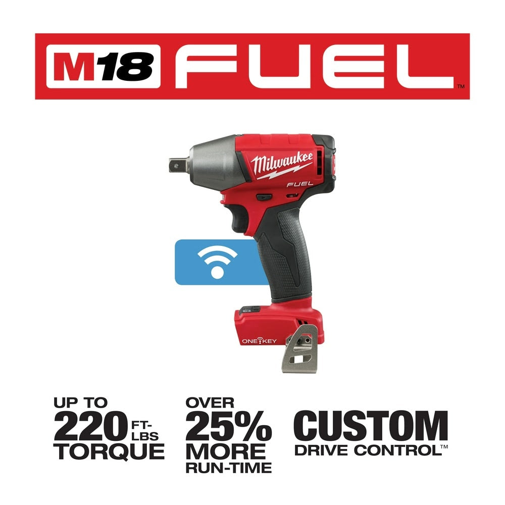 Milwaukee 2759-80 M18 FUEL 1/2" Compact Impact Wrench with Pin Detent with ONE-KEY Bare Tool (Reconditioned) - 3