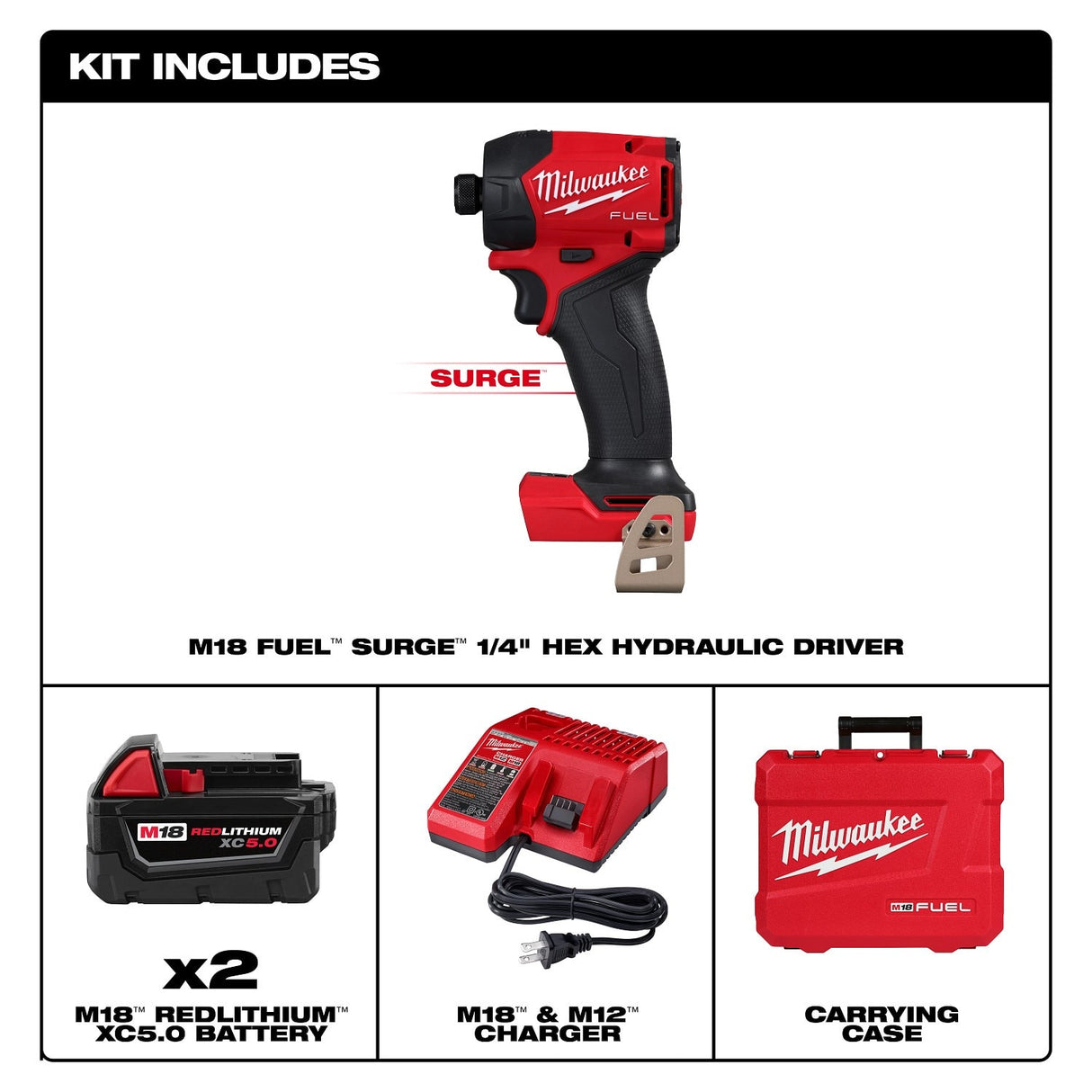 Milwaukee 2761-22 M18 FUEL SURGE 1/4" Hex Hydraulic Driver Kit - 3