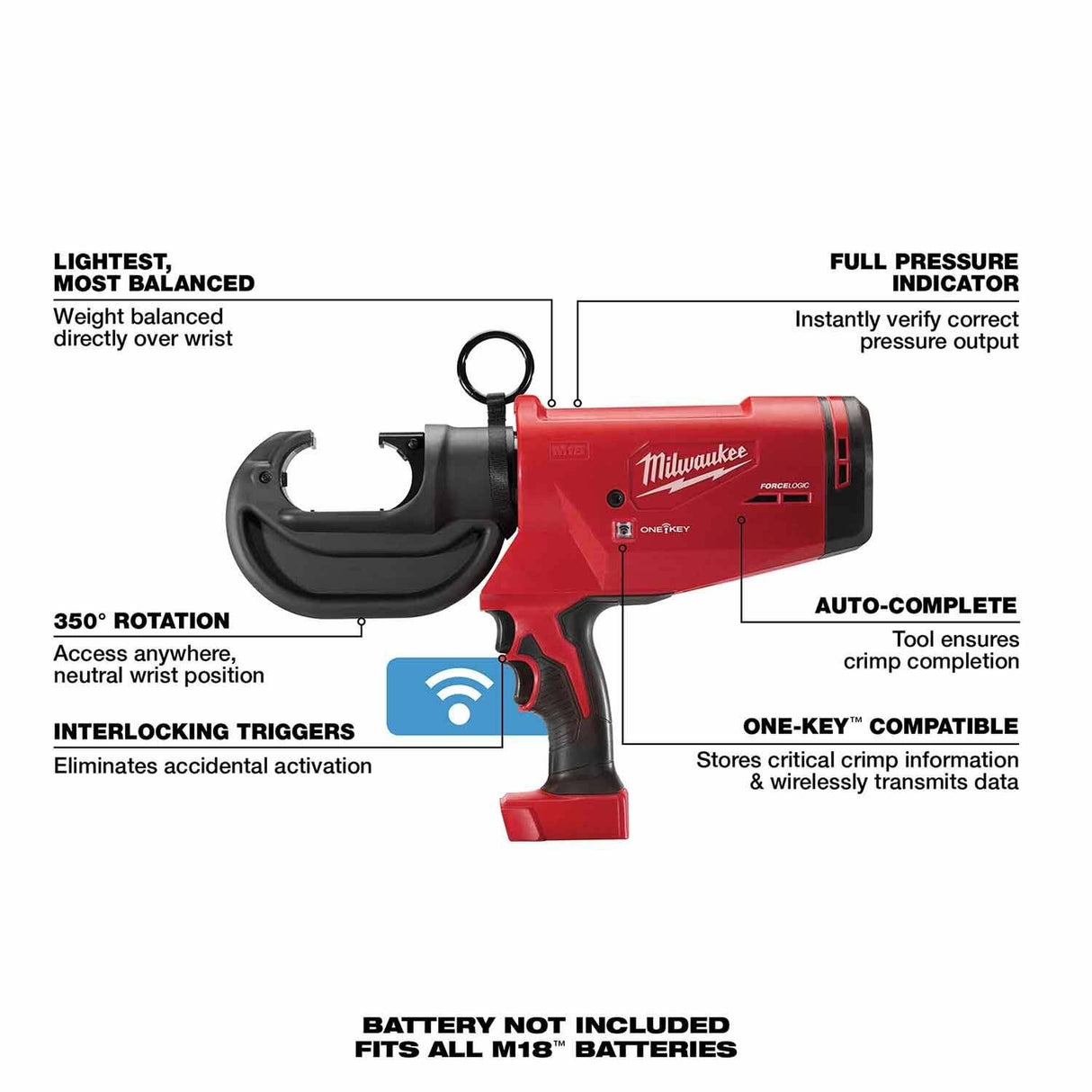 Milwaukee 2778-20 M18 FORCE LOGIC 12 Ton Utility Crimper (Tool Only) - 4