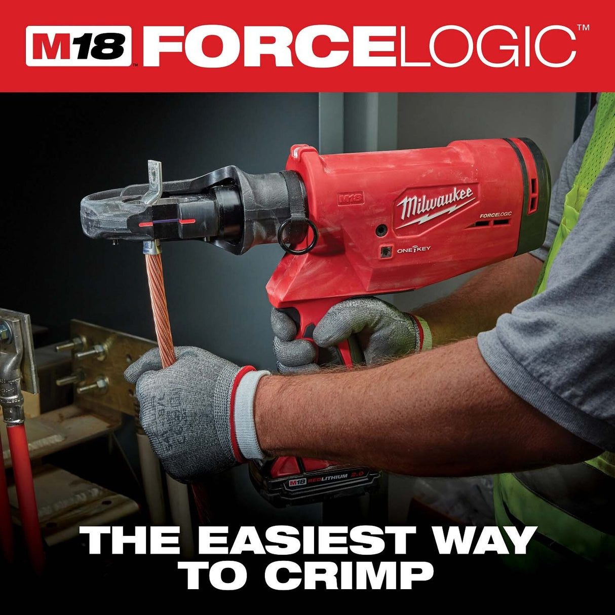 Milwaukee 2779-750CU M18 FORCE LOGIC 750 MCM Crimper with #6 - 750 MCM Copper Dies - 9