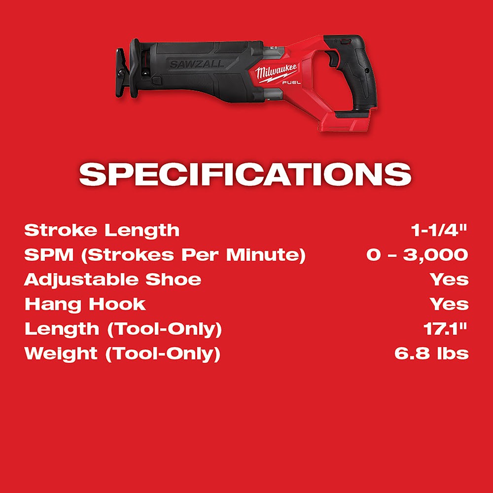 Milwaukee 2821-20 M18 FUEL™ SAWZALL® Recip Saw - 7