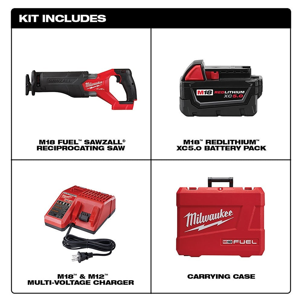 Milwaukee 2821-21 M18 FUEL™ SAWZALL® Recip Saw - 1 Battery XC5.0 Kit - 4