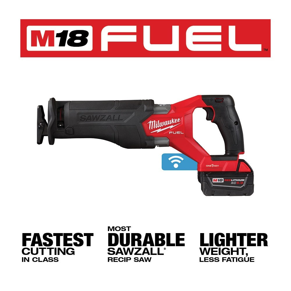 Milwaukee 2822-22 M18 FUEL™ SAWZALL® Recip Saw W/ One-Key™- 2 battery XC5.0 Kit - 12
