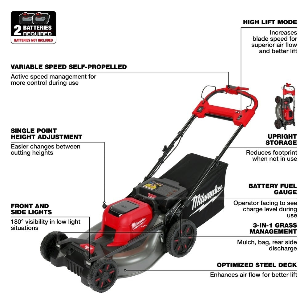 Milwaukee 2823-80 M18 FUEL 21" Self-Propelled Dual Battery Mower (Reconditioned) - 5