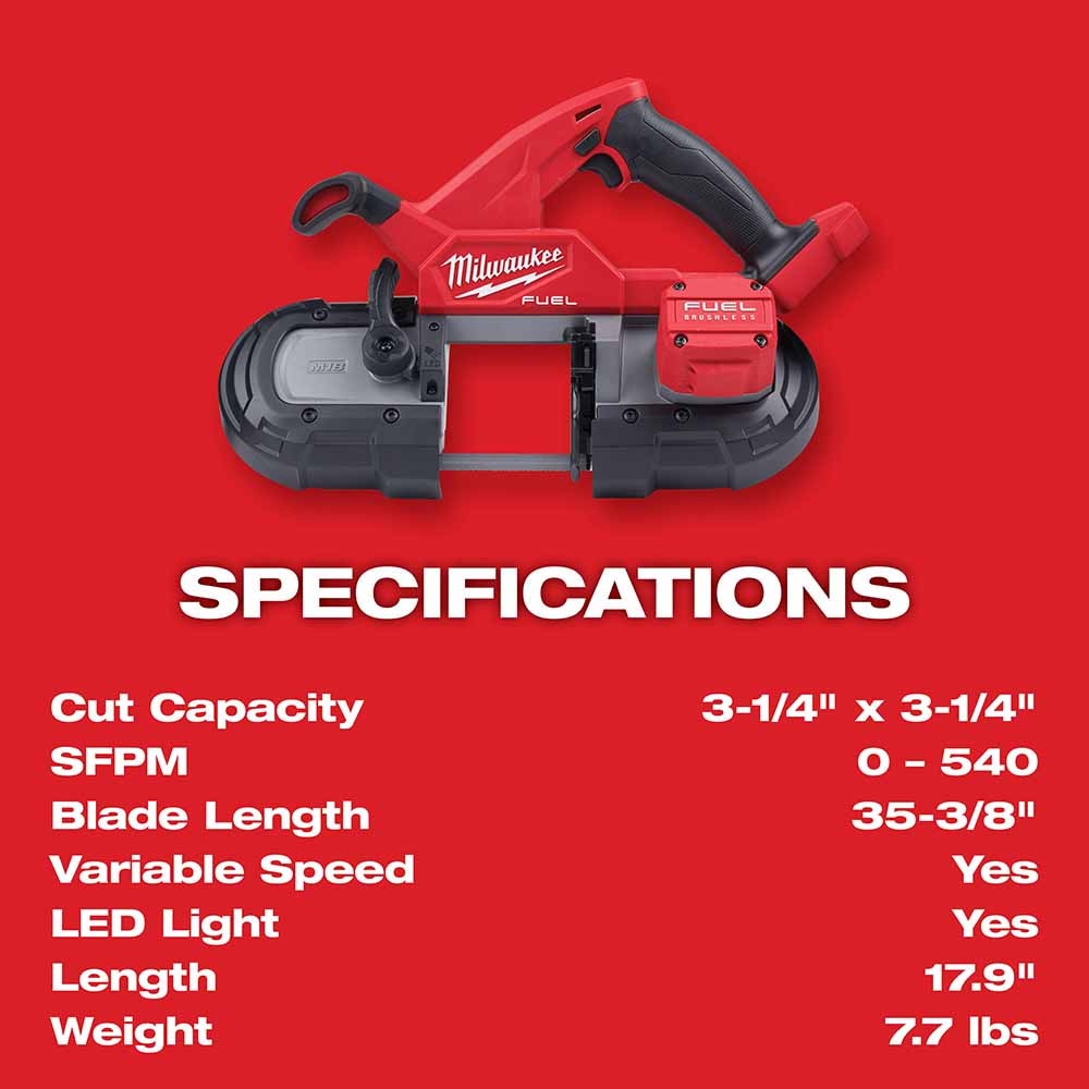 Milwaukee 2829-80 M18 FUEL Compact Band Saw Tool Only (Reconditioned) - 9