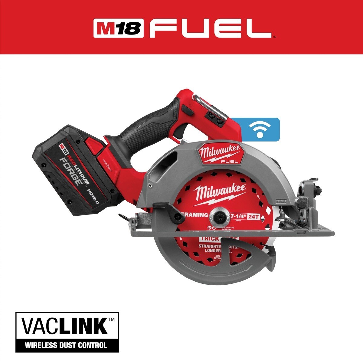 Milwaukee 2835-21HD M18 FUEL 7-1/4" Circular Saw with ONE-KEY Kit and 12.0Ah Battery (1 Kit) - 2