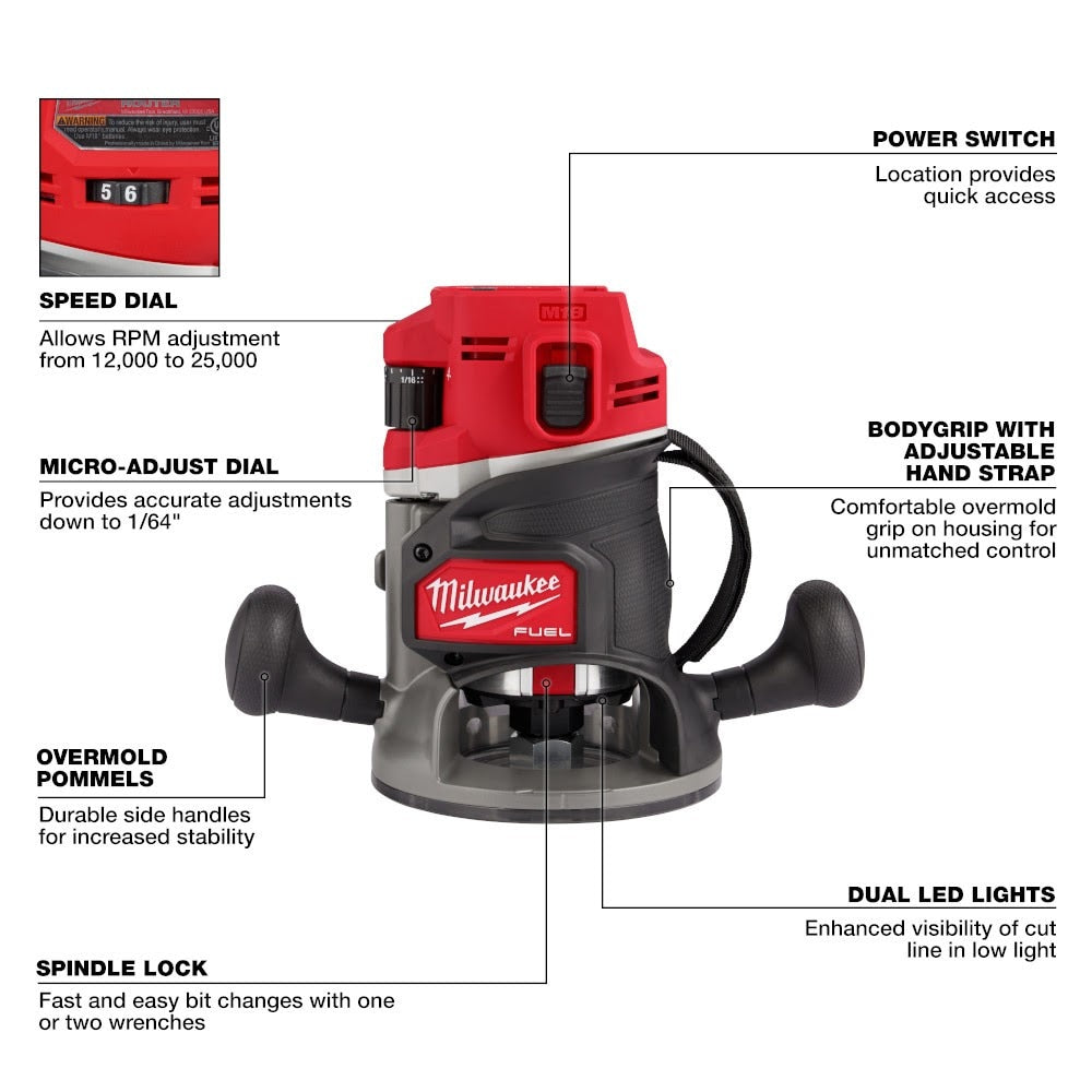 Milwaukee 2838-20 M18 FUEL 1/2" Router - 4