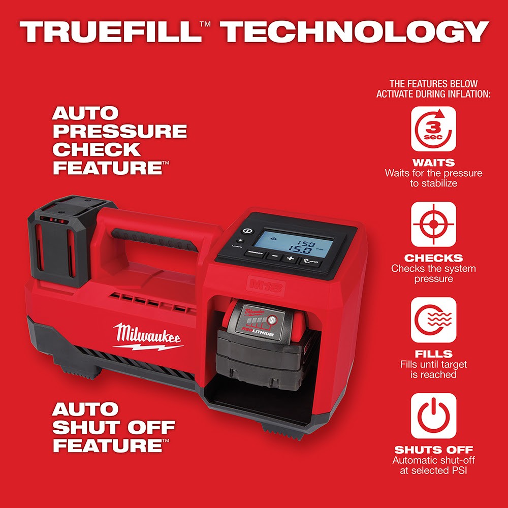 Milwaukee M18 Compact Tire Inflator, Tool Only (Reconditioned) - 7