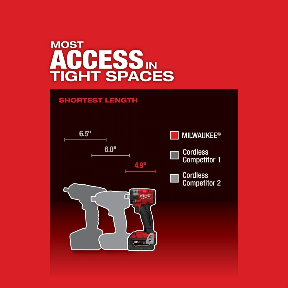 Milwaukee 2855-20 "M18 FUEL™ 1/2 " Compact Impact Wrench w/ Friction Ring Bare Tool " - 5