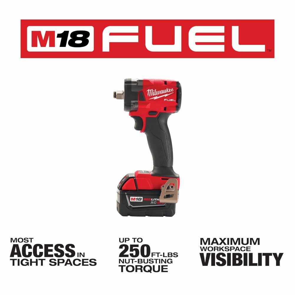 Milwaukee 2855-22 M18 FUEL™ 1/2" Compact Impact Wrench w/ Friction Ring Kit - 3