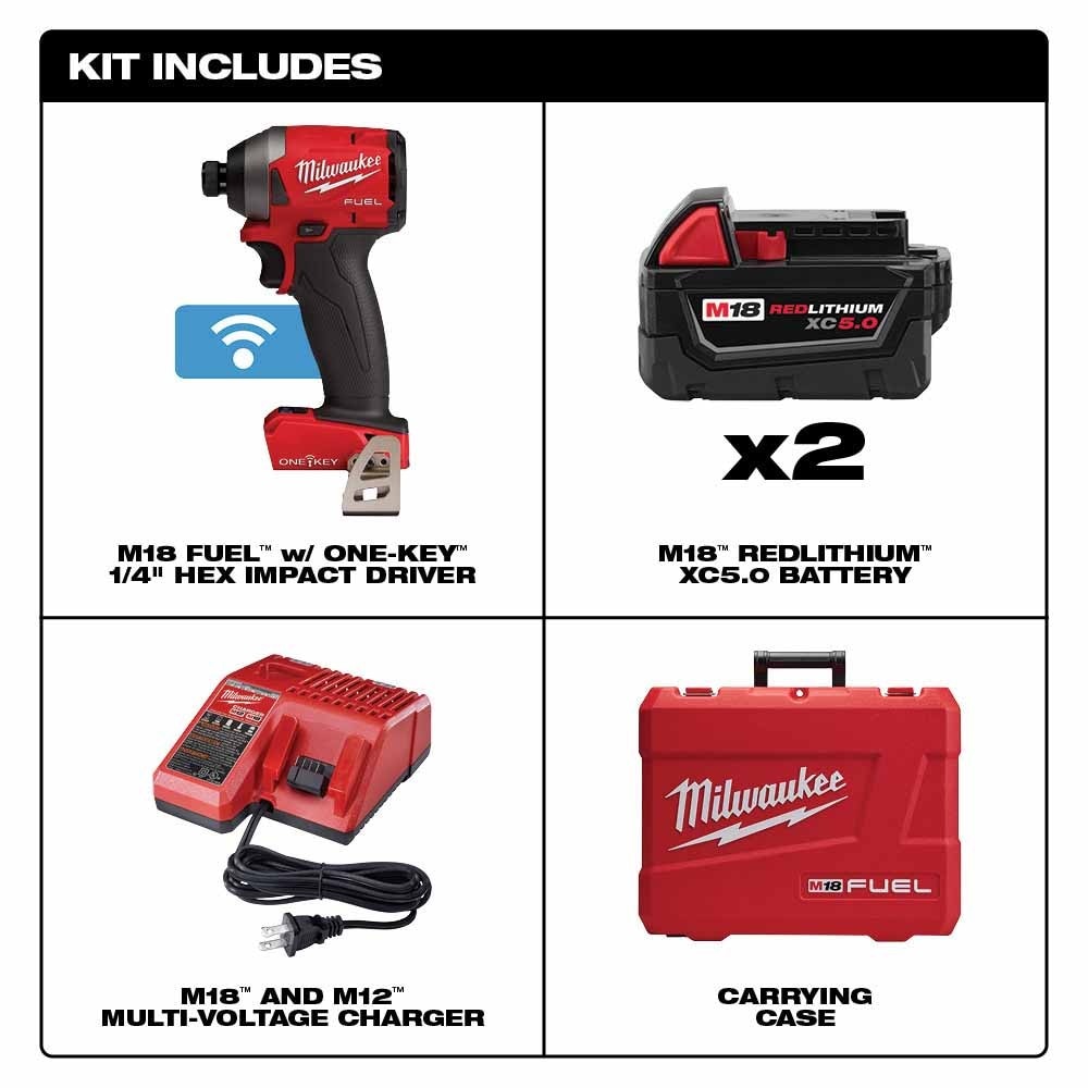 Milwaukee 2857-22 M18 FUEL 1/4" Hex Impact Driver with One Key XC Kit - 2
