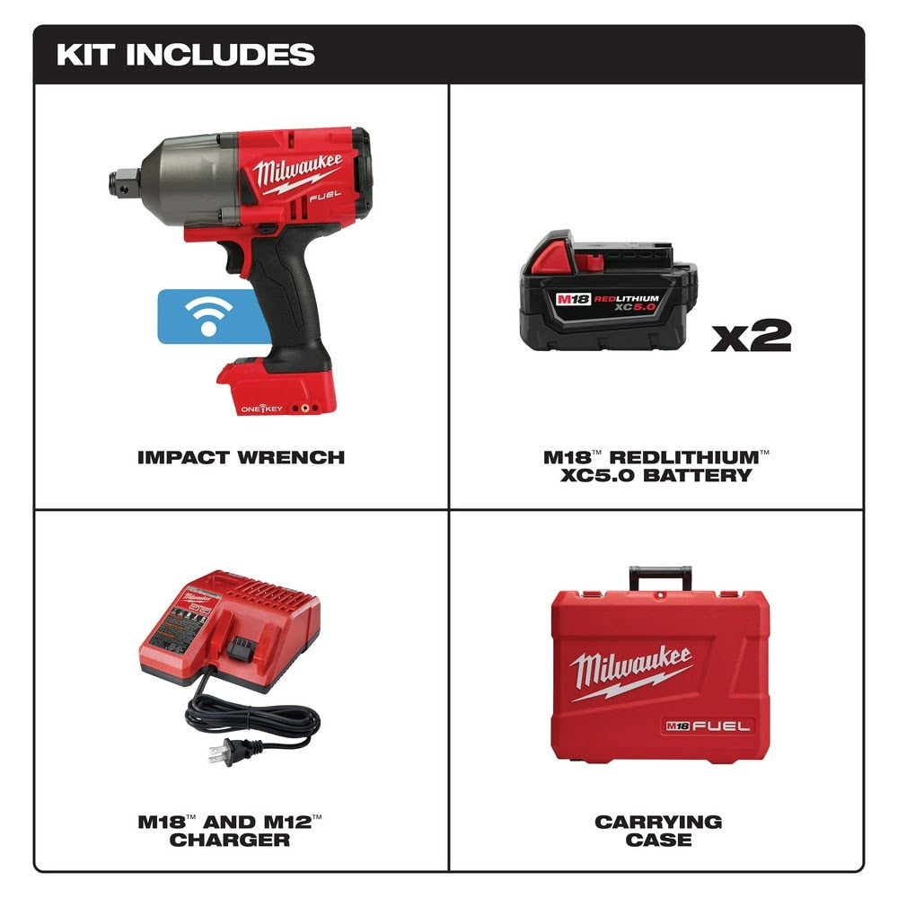 Milwaukee 2864-22 M18 FUEL ONE-KEY High Torque Impact Wrench 3/4" Friction Ring Kit - 2