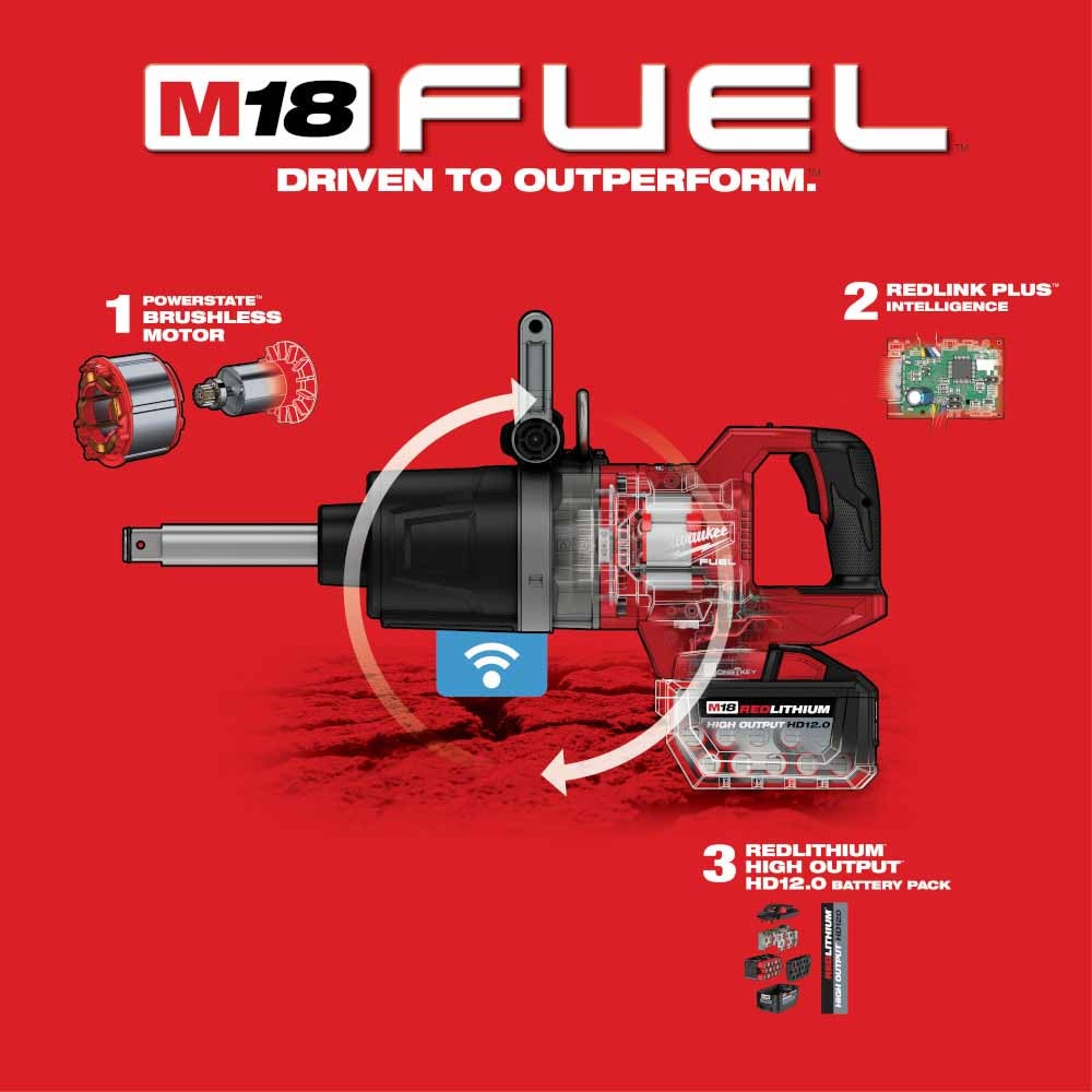 Milwaukee 2869-22HD M18 FUEL™ 1" D-Handle Ext. Anvil High Torque Impact Wrench w/ ONE-KEY™ - 8