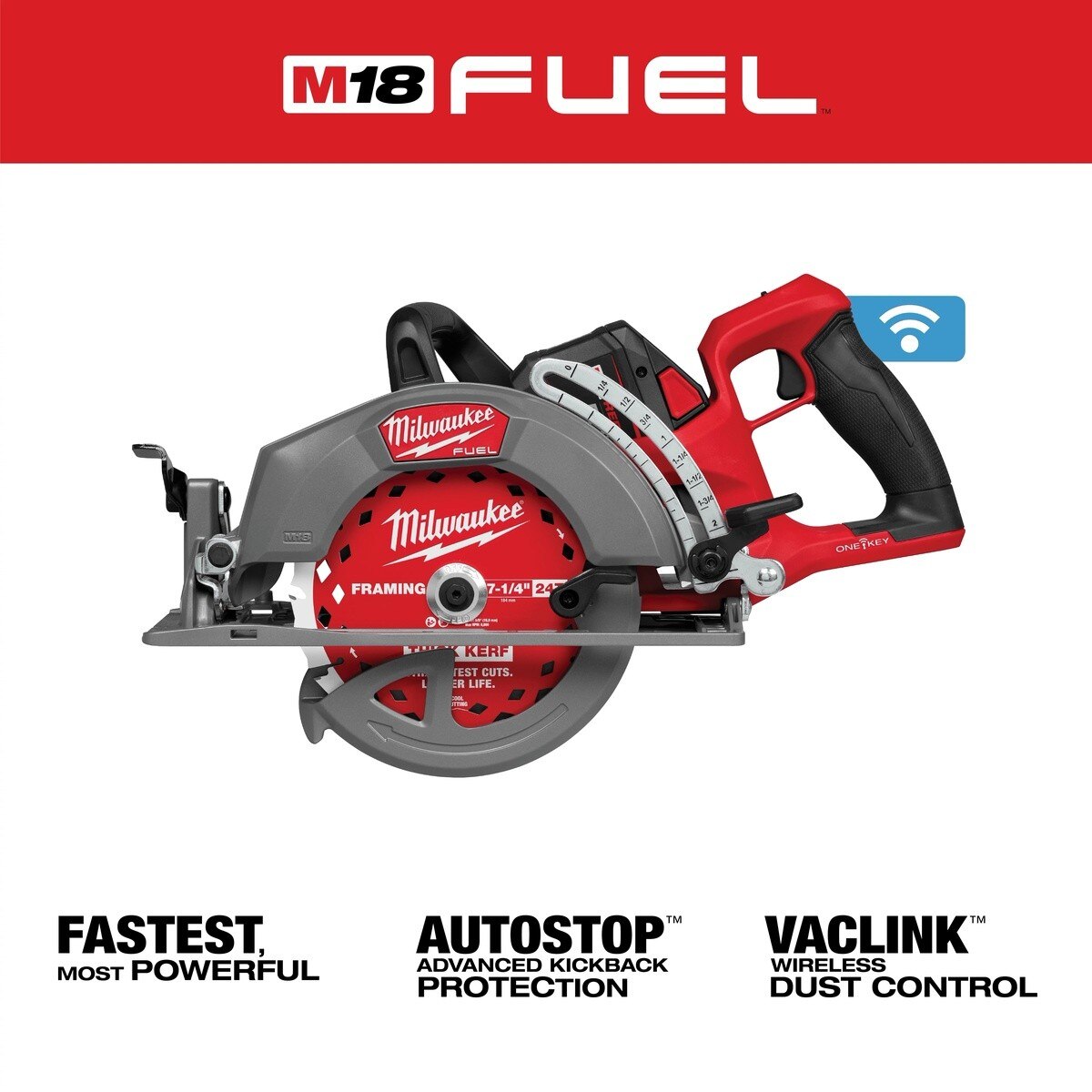 Milwaukee 2931-21HD M18 FUEL 7-1/4" Rear Handle Circular Saw Kit with ONE-KEY (12.0Ah Battery) - 3