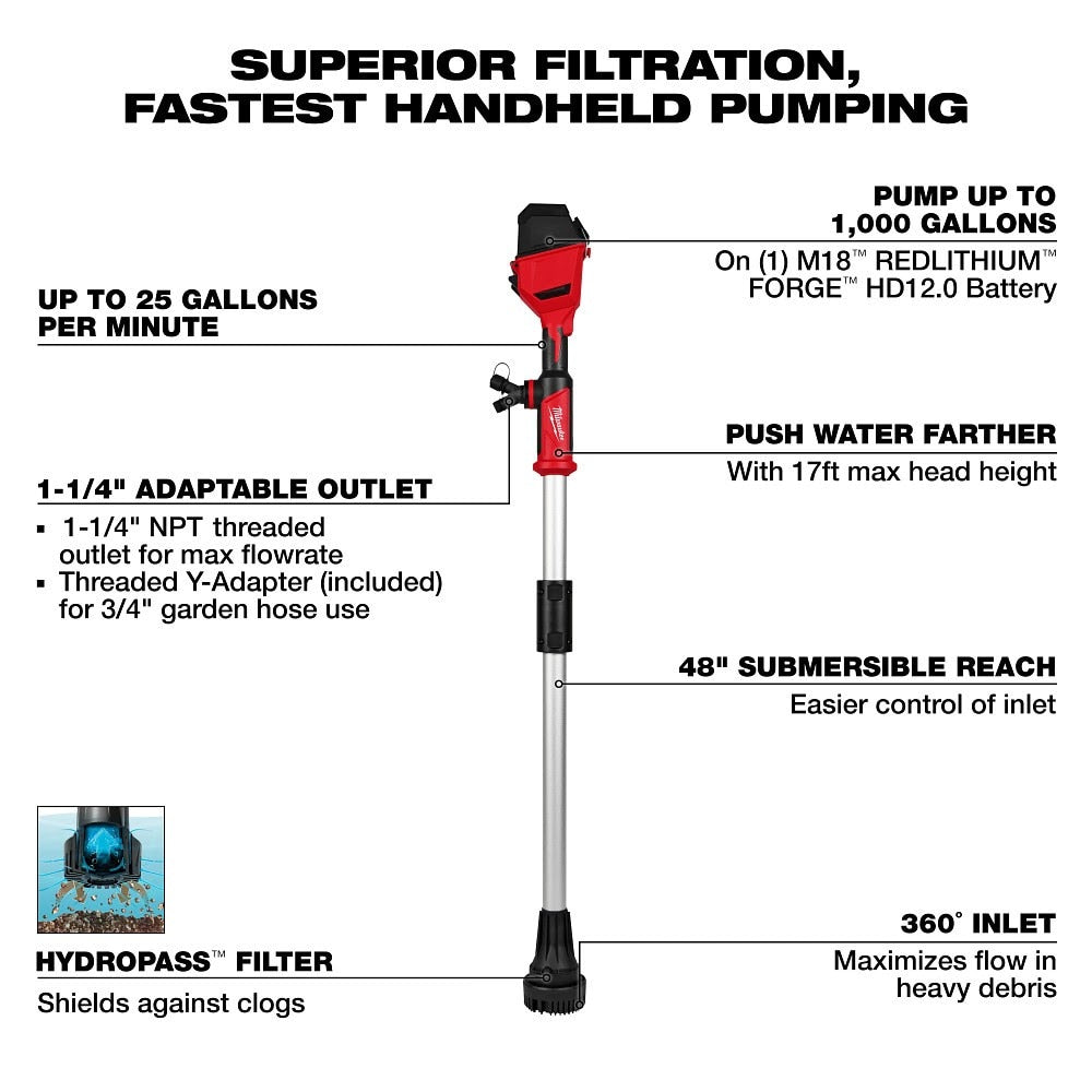 Milwaukee 2940-20 M18 Brushless Stick Transfer Pump - 9