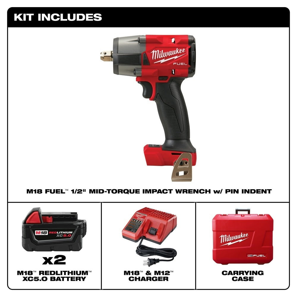 Milwaukee 2962P-22 "M18 FUEL™ 1/2 " Mid-Torque Impact Wrench w/ Pin Detent Kit " - 3